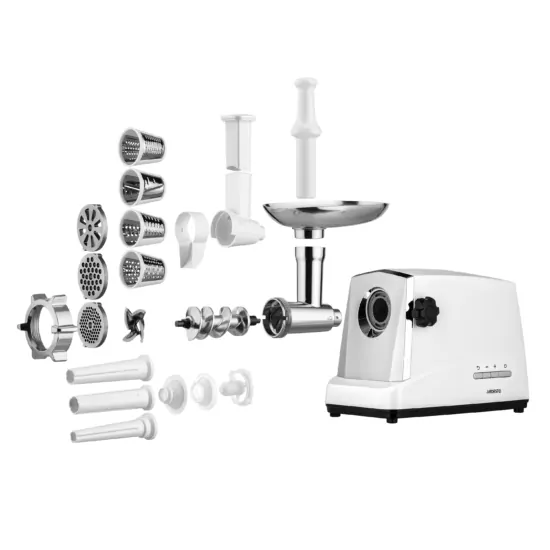 ARDESTO meat grinder, 1750W, 2kg/min, 3 cutting plates, sausages nozzle, 4 veg.slicer,  plastik, silver