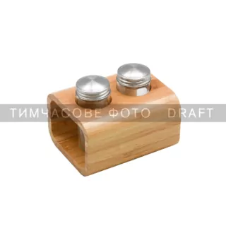 Набір для солі та перцю ARDESTO Midori, 3 предмети, 80мл, 13.5х11х11см, бамбук, нержавіюча сталь, скло, пластик