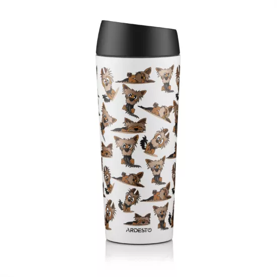 ARDESTO Travel mug Coffee Time Yorkie 450ml, stainless steel, beige