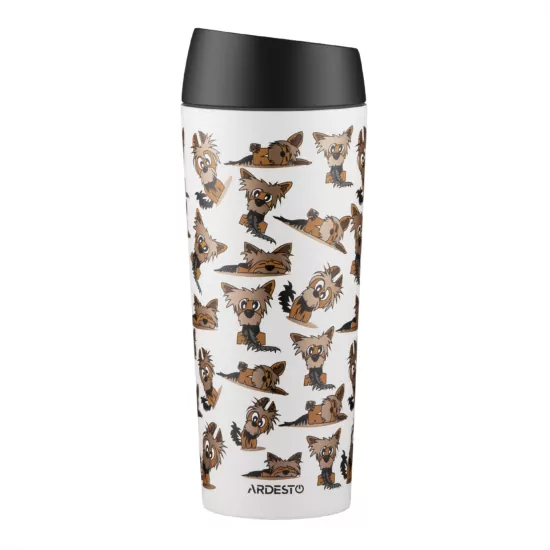 ARDESTO Travel mug Coffee Time Yorkie 450ml, stainless steel, beige