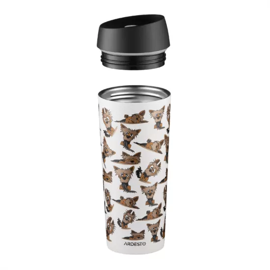 ARDESTO Travel mug Coffee Time Yorkie 450ml, stainless steel, beige
