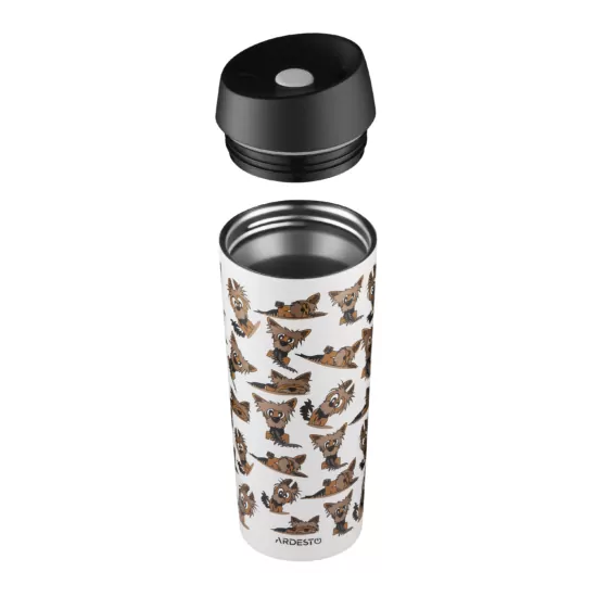 ARDESTO Travel mug Coffee Time Yorkie 450ml, stainless steel, beige