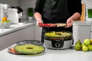 Сушарка для продуктів  Ardesto FDB-532TTC, 250Вт, піддонів -5×3см, діаметр-32см, макс-70°С, таймер, електр. управління, пластик , білий