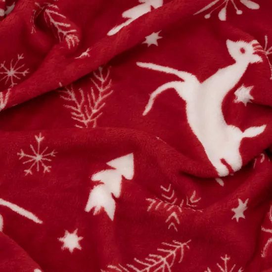 Плед ARDESTO Christmas Flannel 160х200см, 100% полиэстер, олени, красный