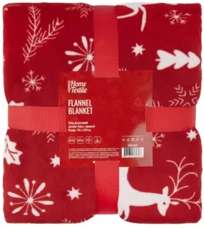 Плед ARDESTO Christmas Flannel 160х200см, 100% полиэстер, олени, красный