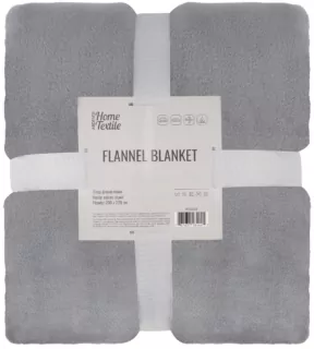 Плед ARDESTO Flannel 200х220см, 100% поліестер, сірий світлий