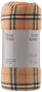 Плед ARDESTO Fleece 130×160см, 100% поліестер, клітинка, бежевий