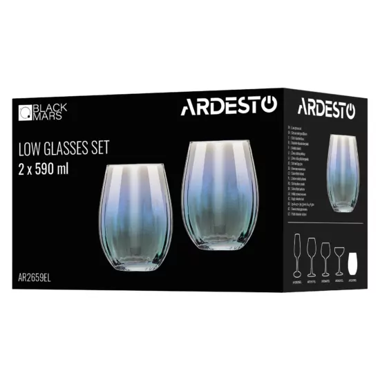 Набір склянок низьких ARDESTO Black Mars Zenith 590мл, 2шт, скло, прозорий