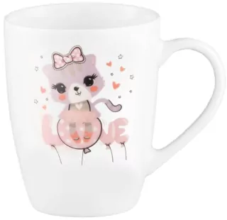 Чашка з ложкою Ardesto Love, 320мл, порцеляна, нержавіюча сталь, білий