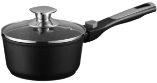 Ковш со стеклянной крышкой ARDESTO Gemini Bari, 1.3л, алюминий, черный