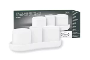 ARDESTO Set for salt and pepper, 4 items, porcelain, white