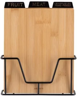 Набір дошок кухонних на підставці ARDESTO Midori, 3шт, 23.5х7.5х27см, бамбук, метал