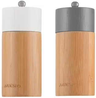Набір млинків для солі та перцю ARDESTO Midori, 2 предмети, 35мл, бамбук, нержавіюча сталь, пластик, сірий, білий