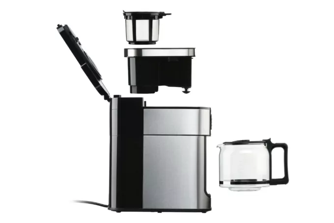Coffee maker ARDESTO drip Steel Collection 1.2l, ground + beans, display, silver-black
