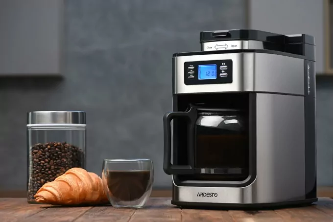 Coffee maker ARDESTO drip Steel Collection 1.2l, ground + beans, display, silver-black