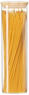 Банка для зберігання ARDESTO Midori 1300мл, скло, бамбук, квадратна, прозорий