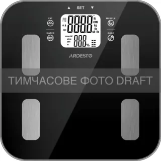 Ваги ARDESTO підлогові, 180кг, AAAx3 в комплекті, скло, чорні