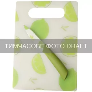 Набір кухонна дошка і ніж ARDESTO Fresh, 2 предмети, 25×17.5×0.5см, 8.9см, пластик, нержавіюча сталь