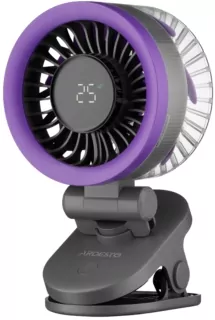 Вентилятор ARDESTO OneBreeze FT-M83GR настільний/настінний, прищіпка, 9см, дисплей, акумулятор, USB-A Type-C, сірий