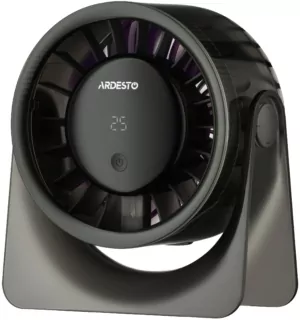 Вентилятор ARDESTO OneBreeze FT-M95B настільний, 12см, дисплей, акумулятор, USB-A Type-C, сірий