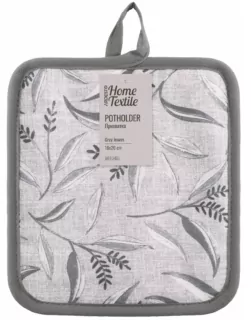 Прихватка ARDESTO Grey leaves 18х20см, 100% полиэстер, серый