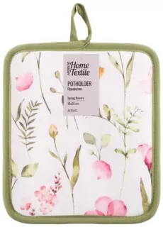 Прихватка ARDESTO Spring flowers 18х20см, 100% полиэстер, белый