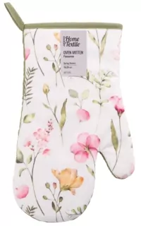 Рукавичка ARDESTO Spring flowers 18х30см, 100% полиэстер (верх), 100% хлопок (низ), белый