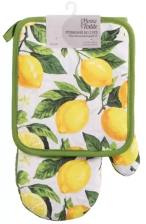 Набор прихваток для кухни ARDESTO Sicilian lemons 18х20см, 18х30см, 100% полиэстер (верх), 100% хлопок (низ), зеленый
