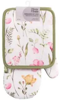 Набор прихваток для кухни ARDESTO Spring flowers 18х20см, 18х30см, 100% полиэстер (верх), 100% хлопок (низ), белый