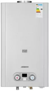Gas heater ARDESTO HB03 10l/min 20kW Low NOx display battery ignition stainless steel