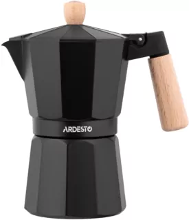 Гейзерная кофеварка Ardesto Midori, 240мл, 6 чашки, алюминий, бамбук