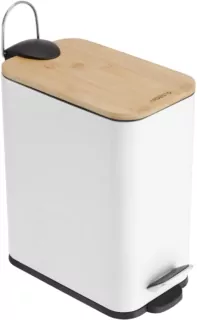 ARDESTO Відро для сміття Ardesto Minimalism з педаллю, 5л, метал, пластик, бамбук, білий
