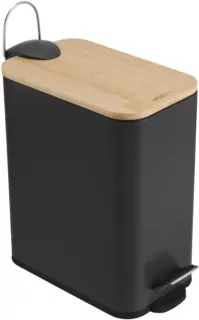 ARDESTO Відро для сміття Ardesto Minimalism з педаллю, 5л, метал, пластик, бамбук, чорний