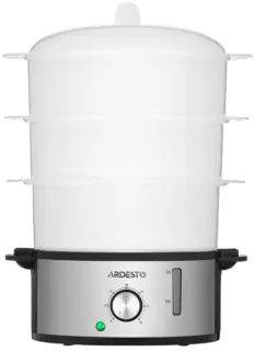 Пароварка ARDESTO 800Вт, чаша-3.4/3.4/3.4л, резервуар для воды -1л, механическое управл., 3 яруса, металл/пластик, черный