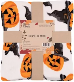 Плед ARDESTO Autumn Flannel 160х200см, 100% поліестер, Хелловін, білий