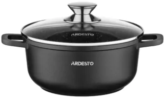 Casserole with glass lid ARDESTO Gemini Lazio, 3.2l, aluminum, black